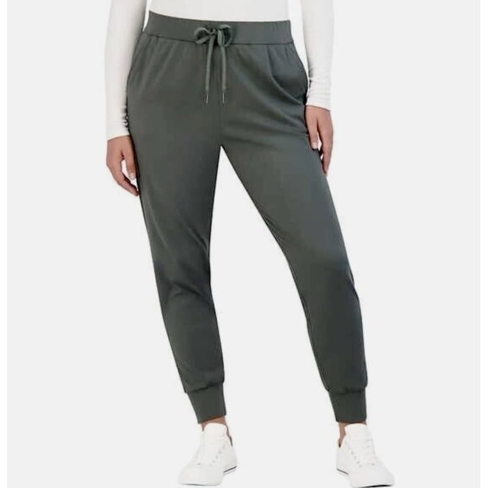 Sage Collective Womens‎ Nylon-Stretch, Drawstring, Cuffed-Leg Joggers Pockets L